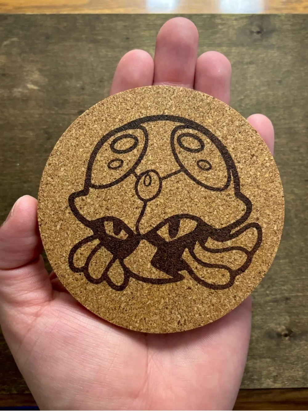 Pokemon Tentacruel Face Laser Engraved Cork Coaster